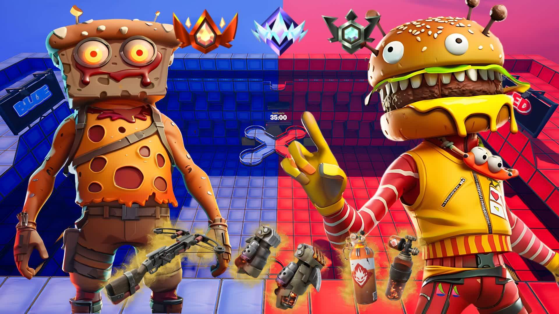 BURGER VS PIZZA🔴🔵