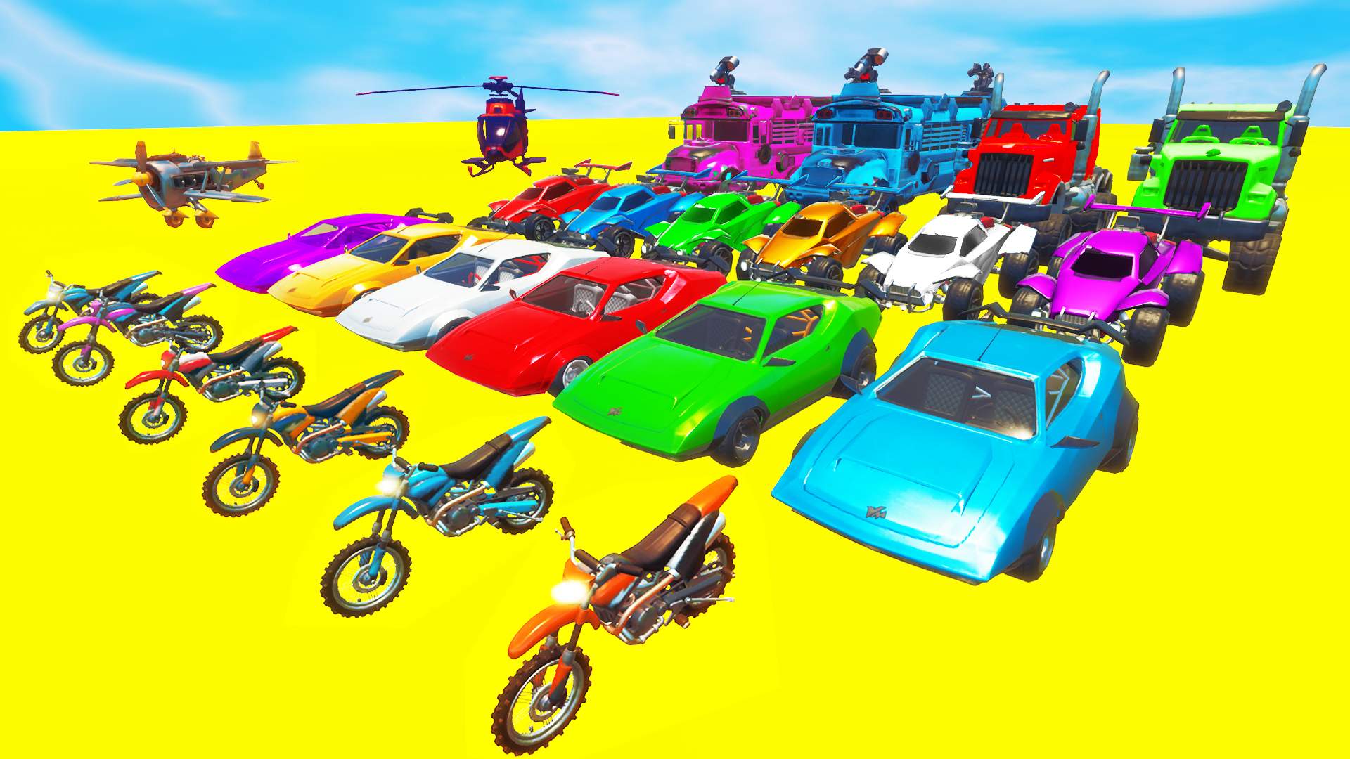 🏍️MEGA CARS BATTLE🚁