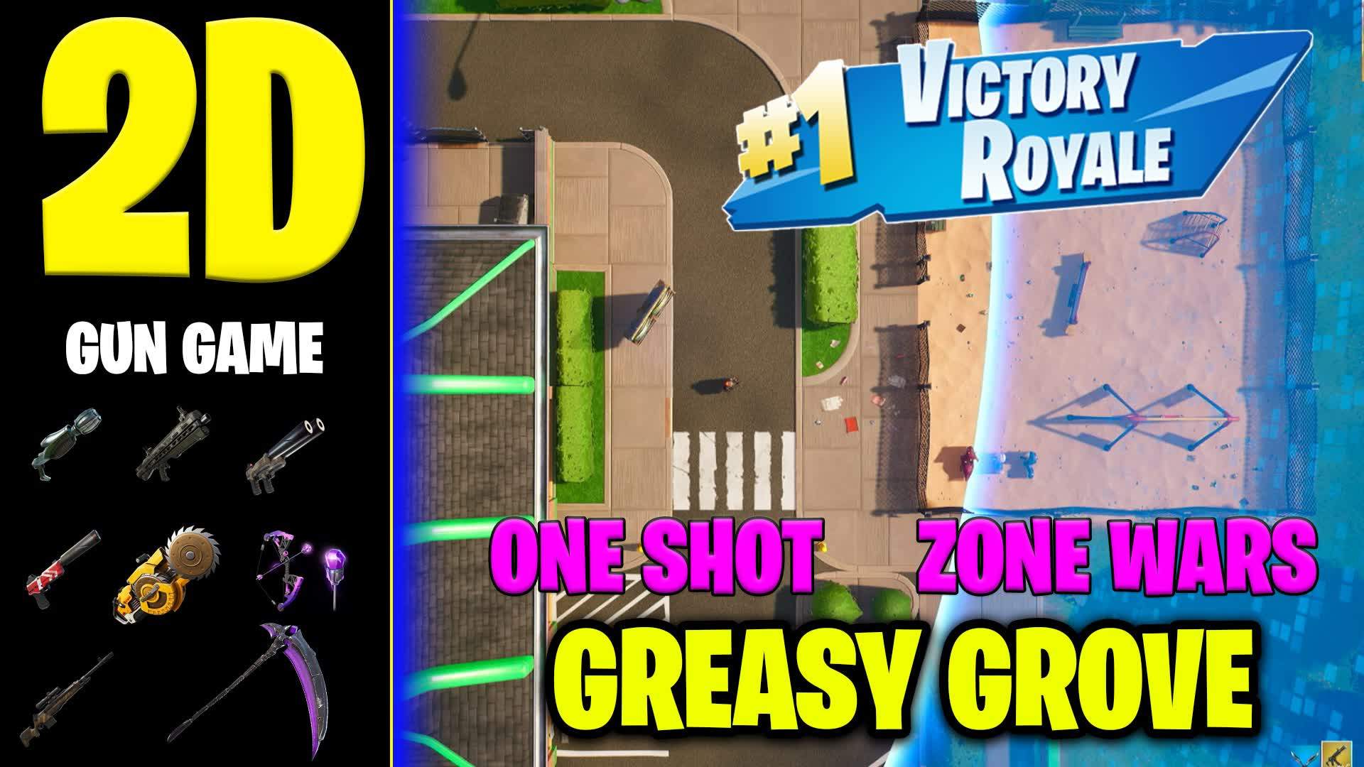 2D Gun Game Greasy Grove Zone Wars 1HP