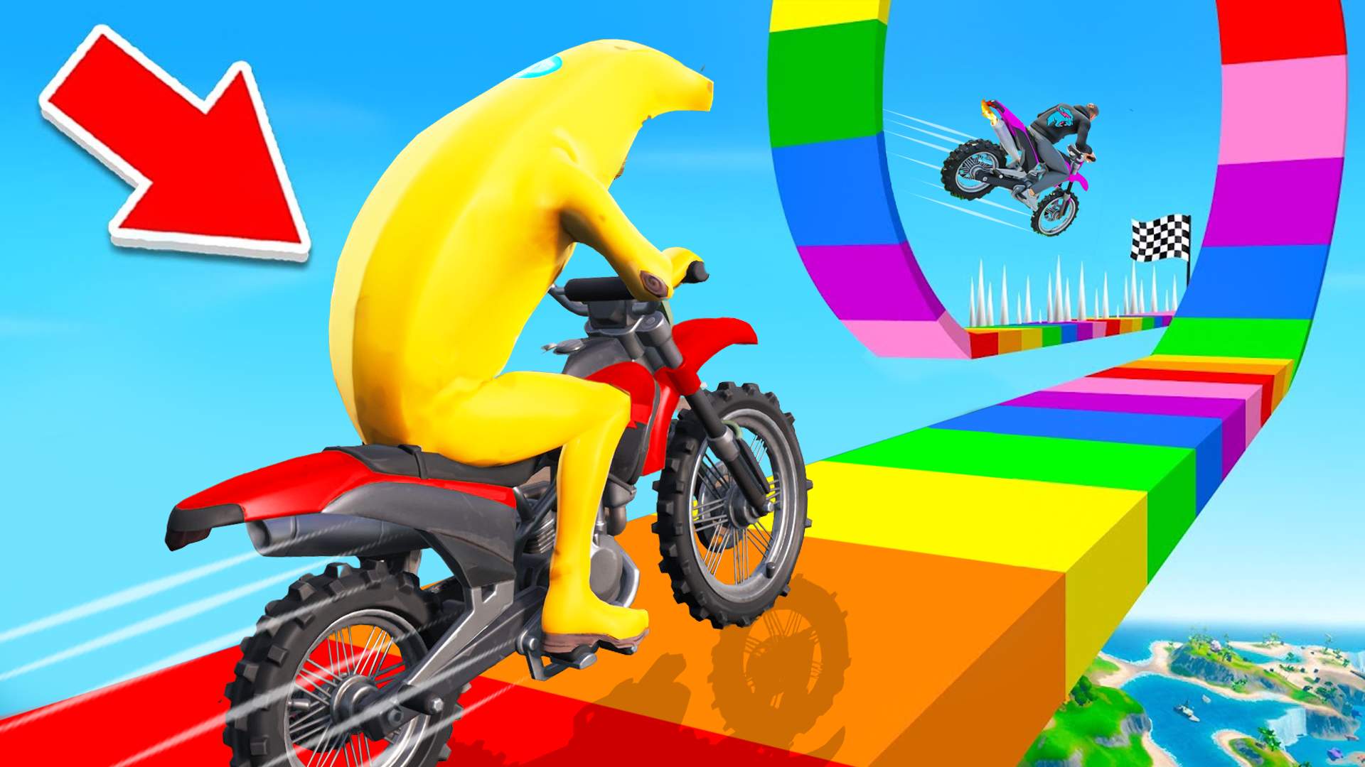 🌈Rainbow BIKE Deathrun🏍️