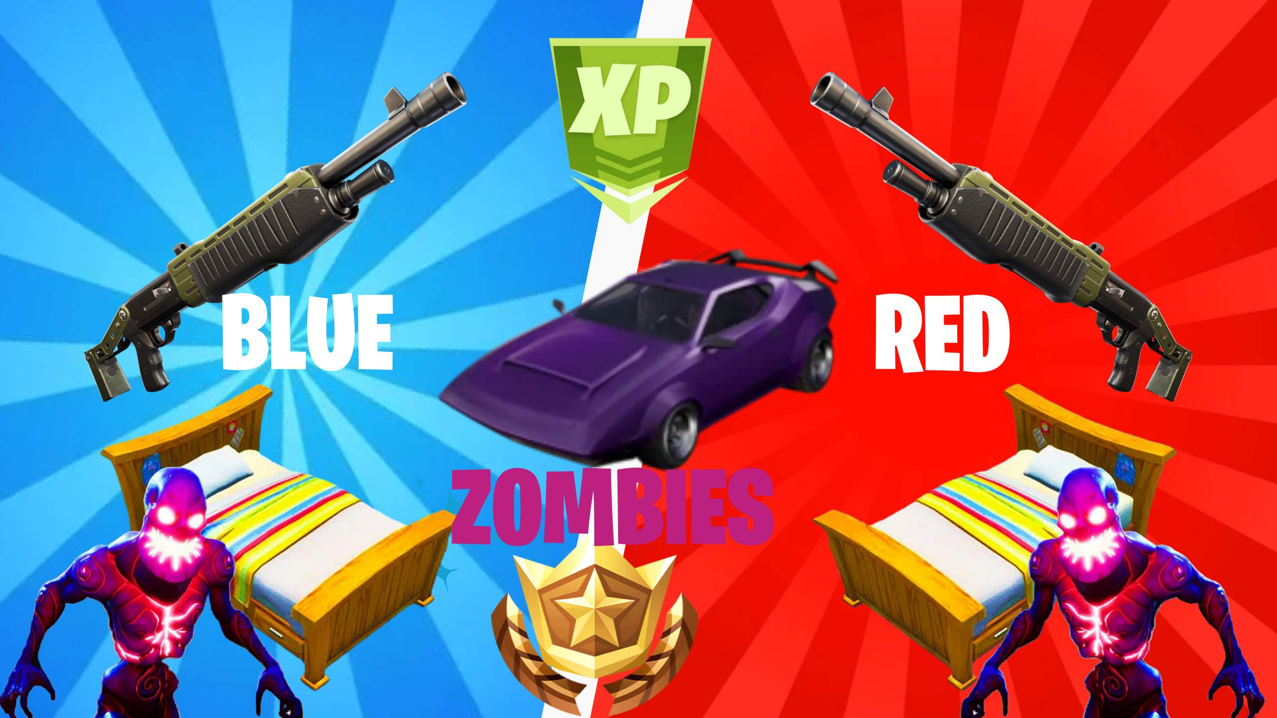 🔴 RED VS BLUE 🔵 - BED WARS (ZOMBIES)